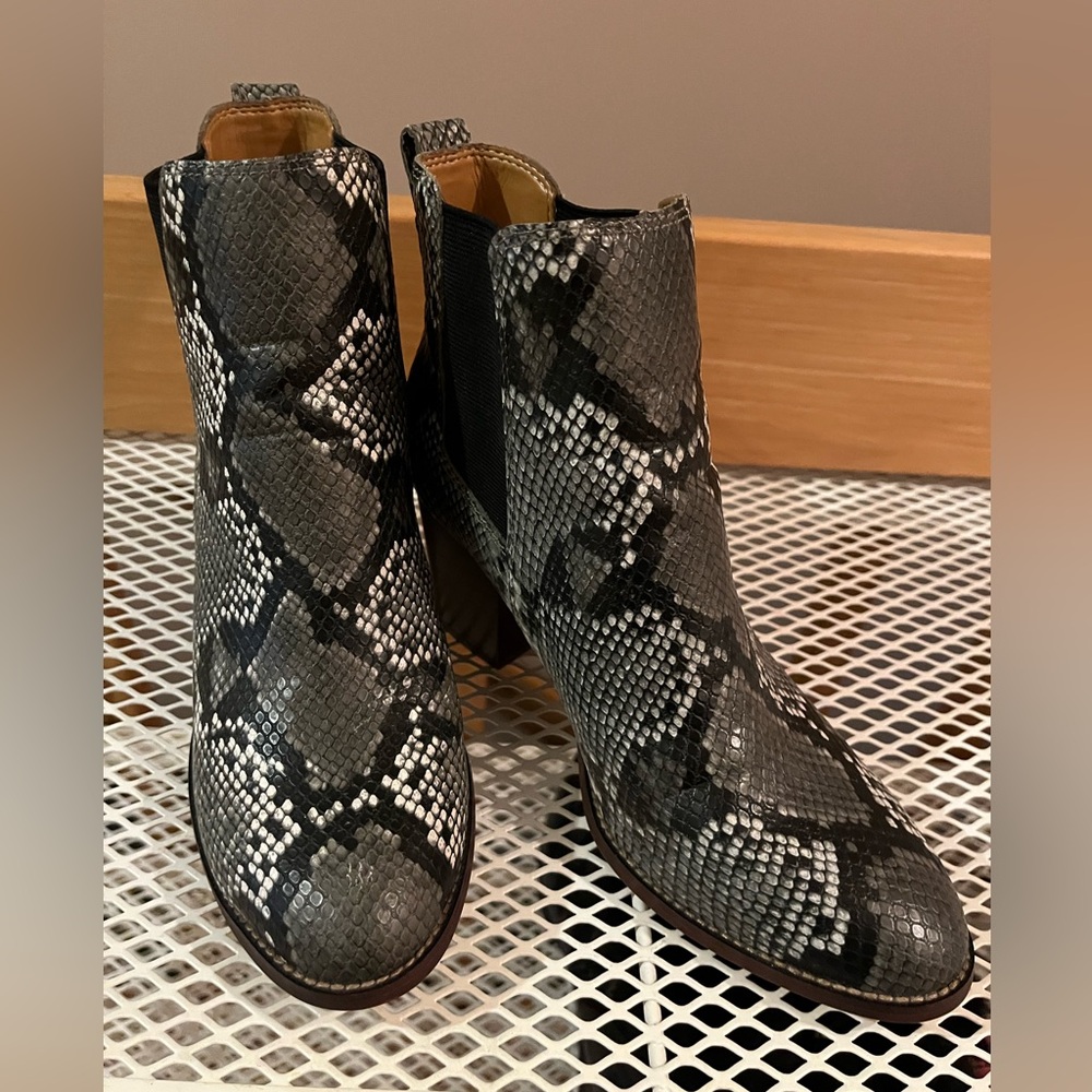 J.crew Snakeskin heeled Boots 7. New